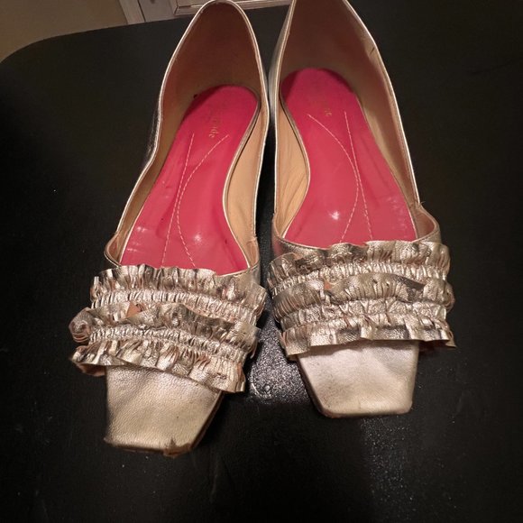 Kate Spade size 8 1/2 leather silver open toe shoes - Picture 11 of 13